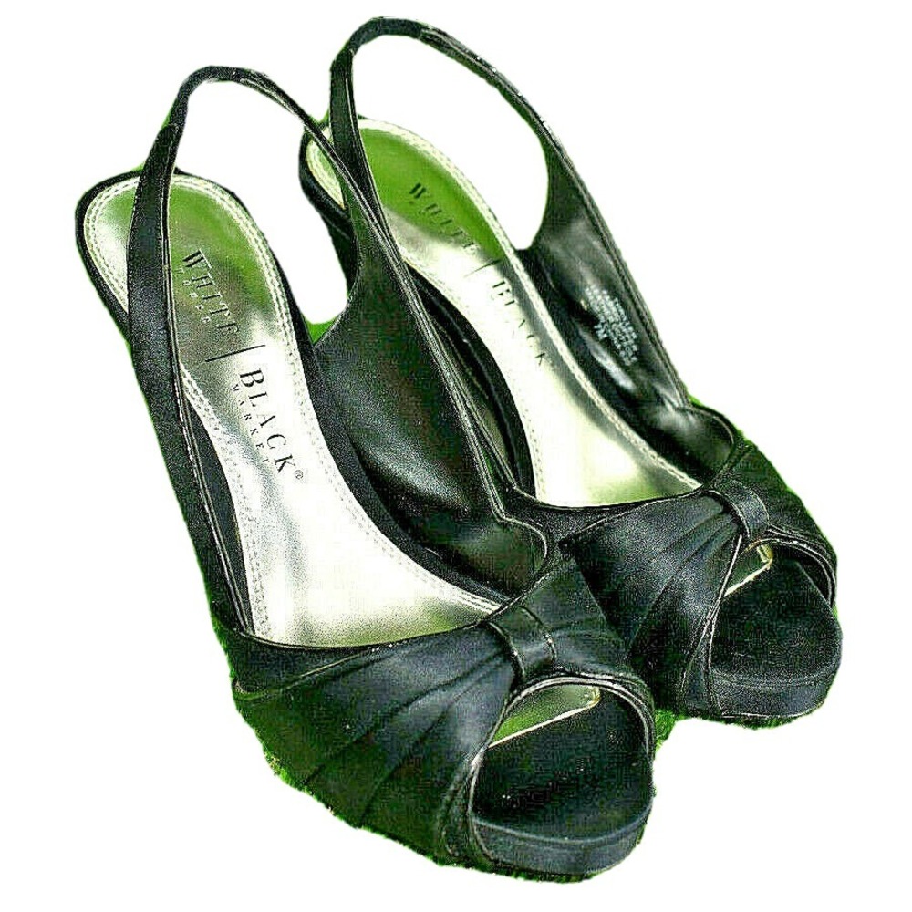 White House Black Market Women's Thriller Satin Leather Heels size 7 M